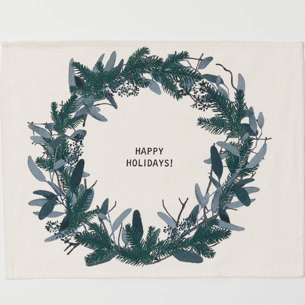 NWT ORGANIC COTTON H&M PLACEMAT HAPPY HOLIDAYS